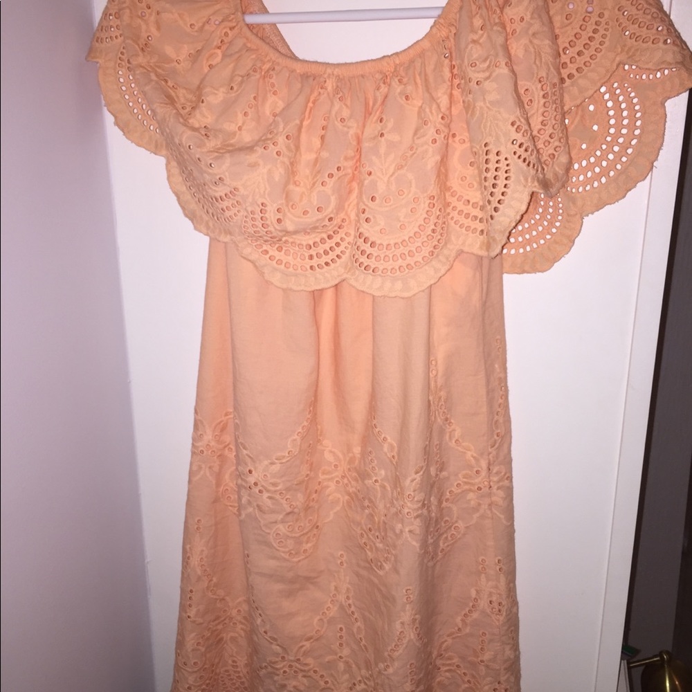 Adorable peach off the should Dress